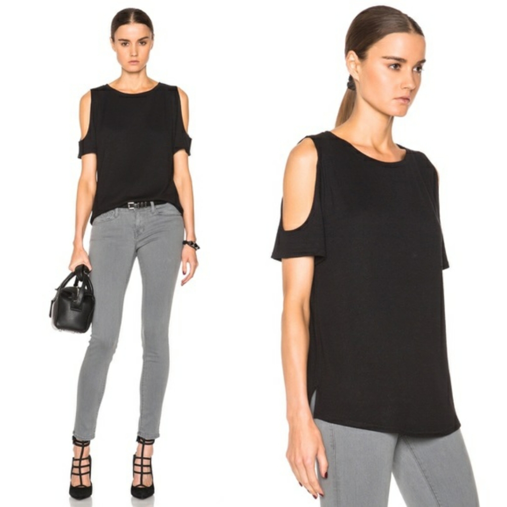 Rag & Bone Show Off Open Shoulder Black Tshirt